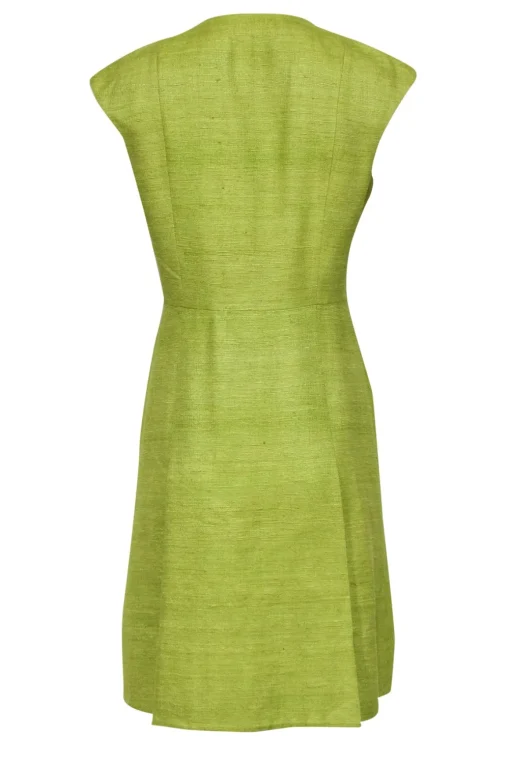 Akris Punto - Lime Green A-Line Silk Zip-Up Dress Sz 8