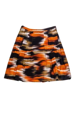 Akris Punto - Orange & Black Pleated Skirt Sz 6