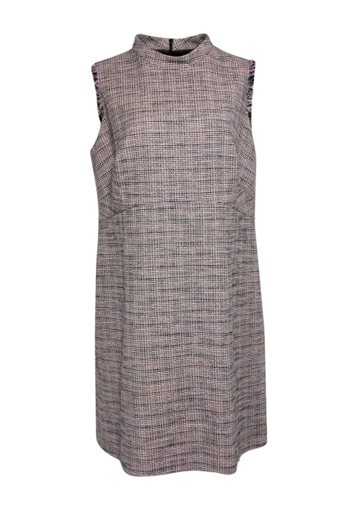 Akris Punto - Pink Multicolor Tweed Mock Neck Dress Sz 14