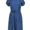 Akris Punto - Smokey Blue Rolled Collar Utility Dress w/ Belt Sz 8
