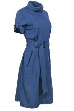 Akris Punto - Smokey Blue Rolled Collar Utility Dress w/ Belt Sz 8