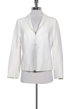 Akris Punto - White Hook & Eye Closure Blazer Sz 10