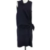 Alasdair - Navy Silk Draped Sleeveless Dress Sz 2