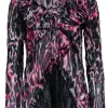 Alberto Makali - Black & Fuchsia Leopard Ruffle Top w/ Sequins Sz S