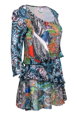 Alberto Makali - Multicolored Patchwork Printed Pleated Tunic Sz L