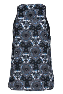 A.L.C. - Black & Blue Kaleidoscope Printed Button-Front Tank Sz M