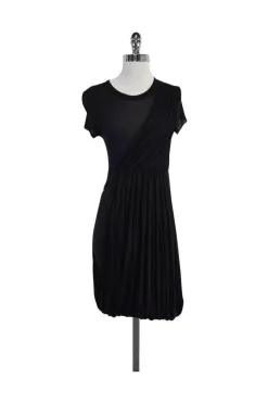 A.L.C. - Black Draped Short Sleeve Dress Sz M