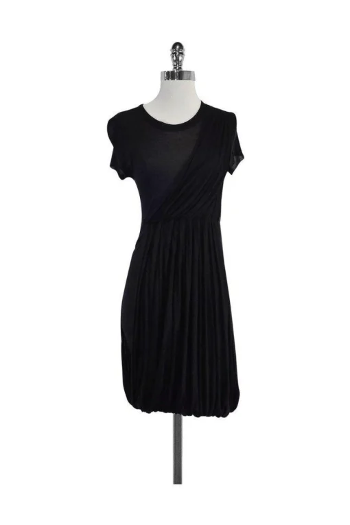 A.L.C. - Black Draped Short Sleeve Dress Sz M