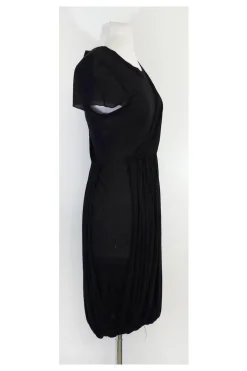 A.L.C. - Black Draped Short Sleeve Dress Sz M