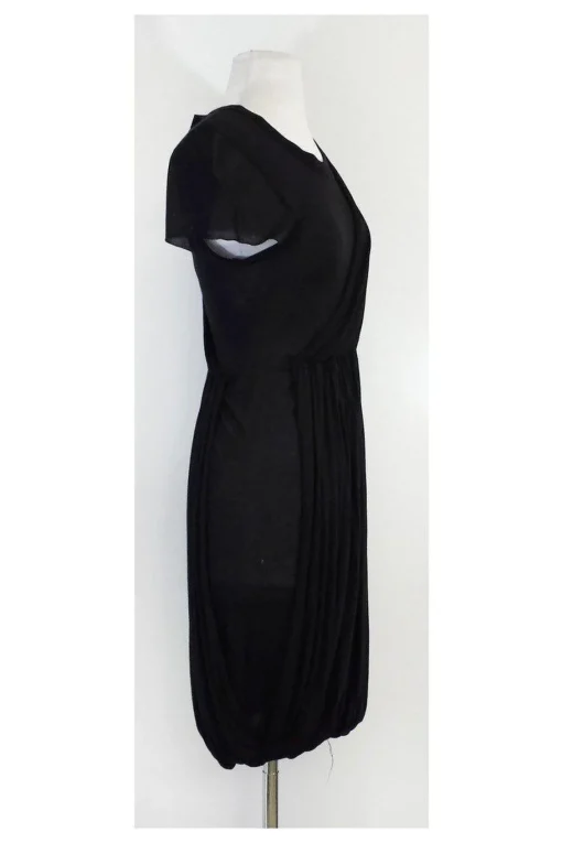 A.L.C. - Black Draped Short Sleeve Dress Sz M