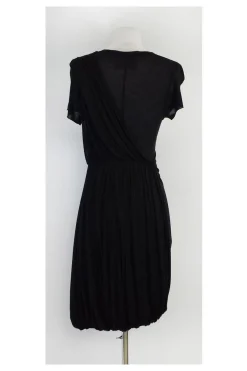 A.L.C. - Black Draped Short Sleeve Dress Sz M