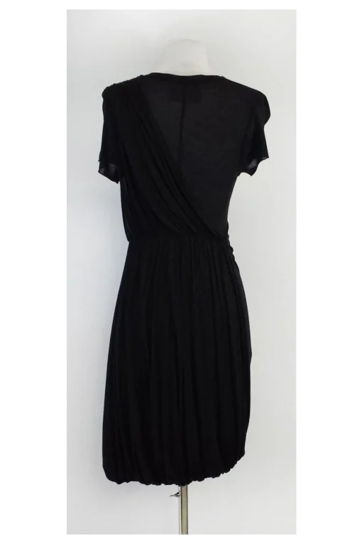 A.L.C. - Black Draped Short Sleeve Dress Sz M