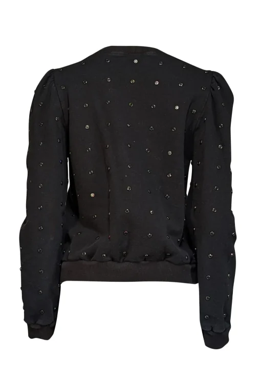 A.L.C. - Black Embellished Puff Sleeve Sweater Sz L