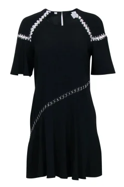 A.L.C. - Black Short Sleeve Grommet Trim Dress Sz 6