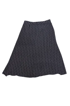 A.L.C. - Black w/ Tan & White Sun Print Ruched Front Silk Skirt Sz 4