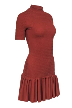 A.L.C. - Burnt Orange "Aston" Smocked Mini Dress Sz S