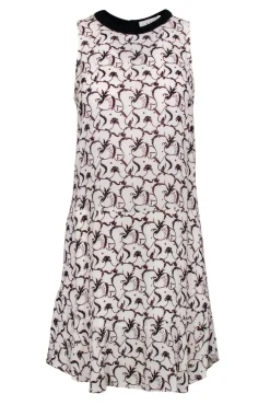 A.L.C. - Cream Silk Shift Dress w/ Filigree Print Sz 4