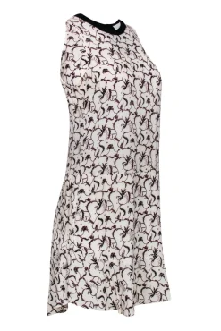 A.L.C. - Cream Silk Shift Dress w/ Filigree Print Sz 4