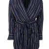 A.L.C. - Navy w/ Red & Cream Striped Faux Wrap Dress Sz 8