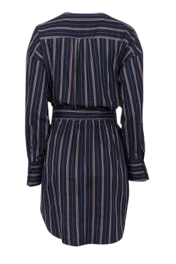 A.L.C. - Navy w/ Red & Cream Striped Faux Wrap Dress Sz 8