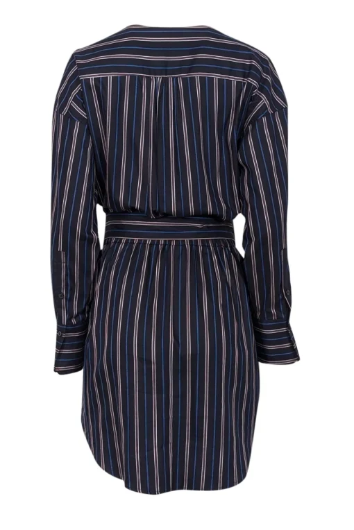 A.L.C. - Navy w/ Red & Cream Striped Faux Wrap Dress Sz 8
