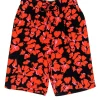 A.L.C. - Orange & Black Floral Print Drawstring Bermuda Short Sz 2