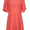A.L.C. - Orange Silk V-Neck Dress Sz 6