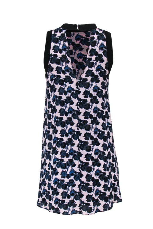 A.L.C. - Pink & Blue Floral Print Silk Shift Dress Sz 2