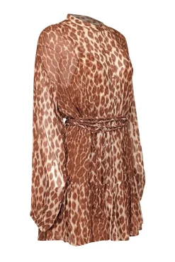 A.L.C. - Tan & Brown Leopard Print Silk Dress Sz 8