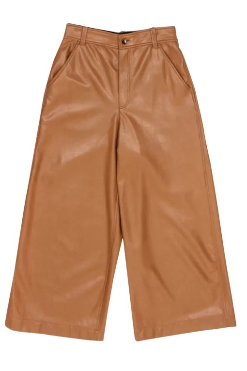 A.L.C. -  Tan Faux Leather Wide Leg Pants Sz 2