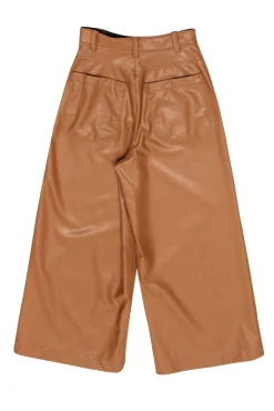 A.L.C. -  Tan Faux Leather Wide Leg Pants Sz 2