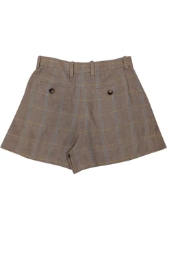 A.L.C. - Tan, Yellow, & Blue Plaid Linen Blend Shorts Sz 4