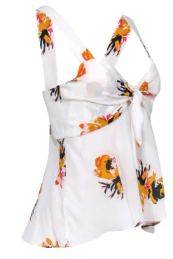 A.L.C. - White Tie Front Floral Print Top Sz 8