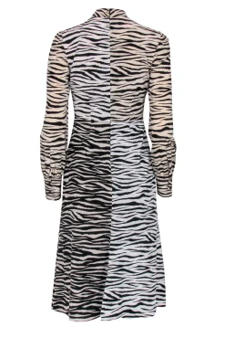 A.L.C. - Zebra Print Mock Neck Long Sleeve Silk Dress Sz 2