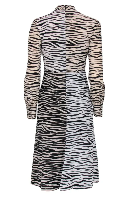 A.L.C. - Zebra Print Mock Neck Long Sleeve Silk Dress Sz 2