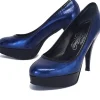 Alejandro Ingelmo - Midnight Blue Leather Platform Pumps Sz 6.5