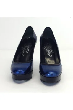 Alejandro Ingelmo - Midnight Blue Leather Platform Pumps Sz 6.5