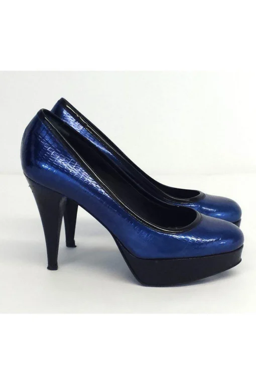 Alejandro Ingelmo - Midnight Blue Leather Platform Pumps Sz 6.5