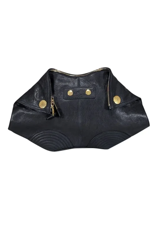 Alexander McQueen - Black Leather Manta Clutch Bag