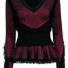 Alexander McQueen - Black & Red Fringe Peplum Sweater Sz S