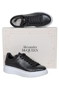 Alexander McQueen - Black Leather Lace Up Sneakers Sz 7.5