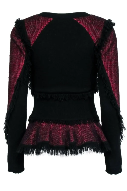 Alexander McQueen - Black & Red Fringe Peplum Sweater Sz S