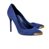 Alexander McQueen - Blue Suede w/ Gold Toe Basic Pumps Sz 6