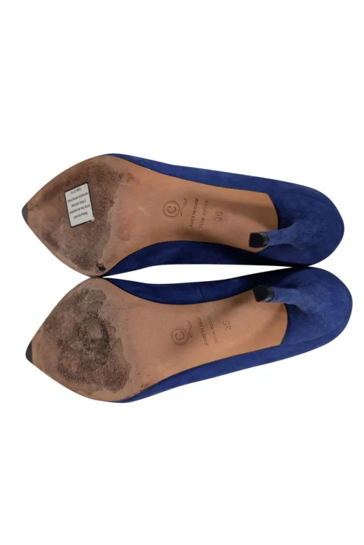 Alexander McQueen - Blue Suede w/ Gold Toe Basic Pumps Sz 6