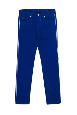 Alexander McQueen - Cobalt Blue Crop Jeans w/ White Side Stripe Sz 2