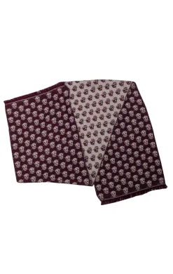 Alexander McQueen - Maroon & Beige Skull Print Scarf