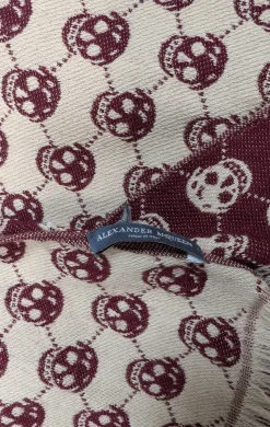 Alexander McQueen - Maroon & Beige Skull Print Scarf