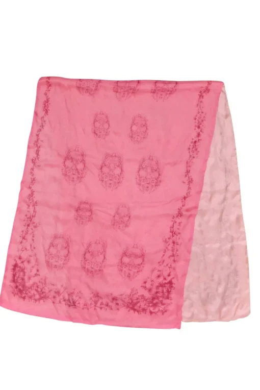 Alexander McQueen - Pink Two Tone Skull Motif Scarf