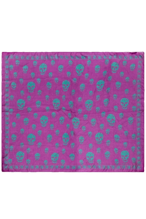 Alexander McQueen - Purple & Green Skull Printed Semi-Sheer Scarf