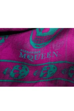 Alexander McQueen - Purple & Green Skull Printed Semi-Sheer Scarf
